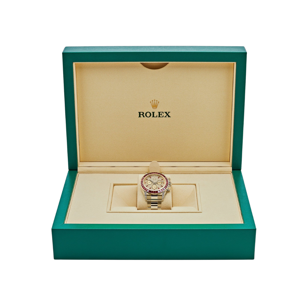 Rolex Daytona 126598TRU Yellow Gold Ruby Bezel Diamond Pave Dial - Image 5
